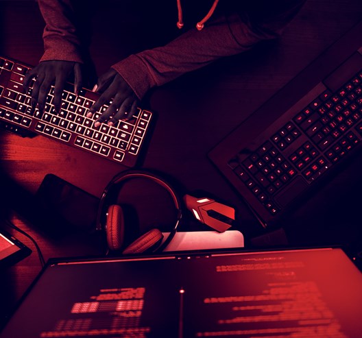 Hacker Working On Computer Cyber Crime PZJBFTV